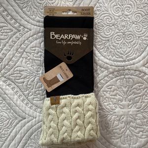 BearPaw NWT Women’s Boot Liner. Black & Cream Knit. Shoe Size 5-12.